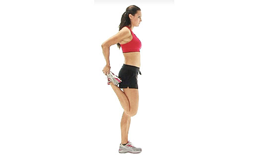 Thigh muscle strain stretching exercise